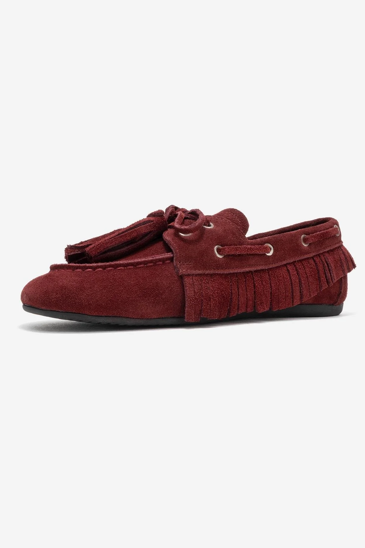 Fenora - Burgundy Genuine Leather Fringed Tassel Loafer (Women) - Image 4