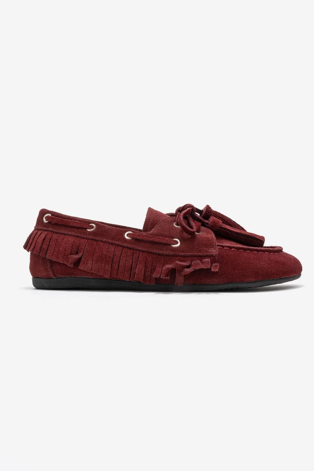 Fenora - Burgundy Genuine Leather Fringed Tassel Loafer (Women) - Image 6