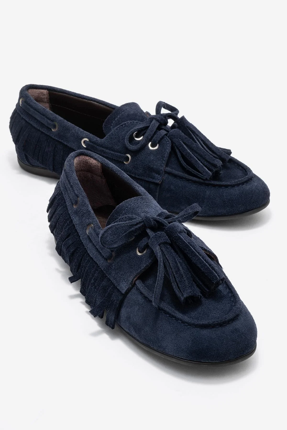 Fenora - Navy Genuine Leather Fringed Tassel Loafer (Women)