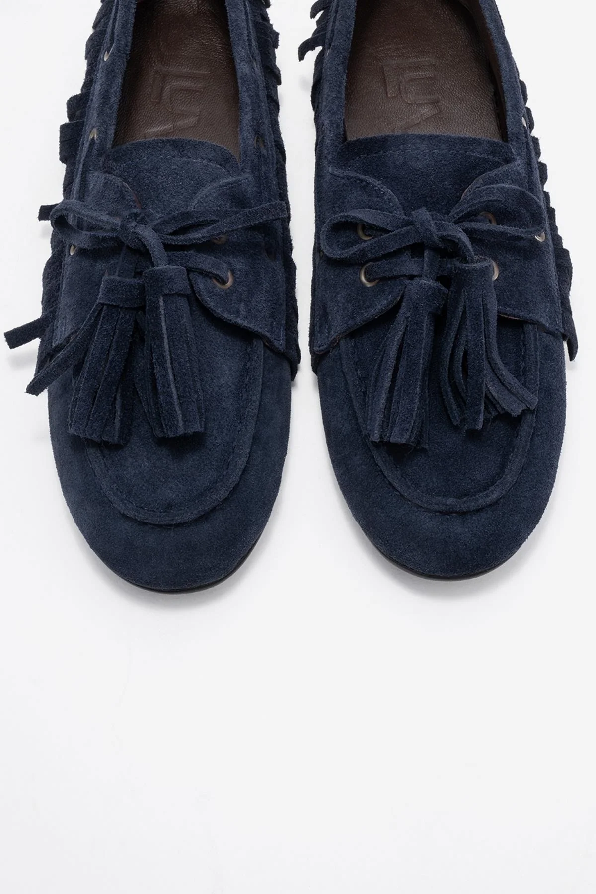Fenora - Navy Genuine Leather Fringed Tassel Loafer (Women) - Image 2