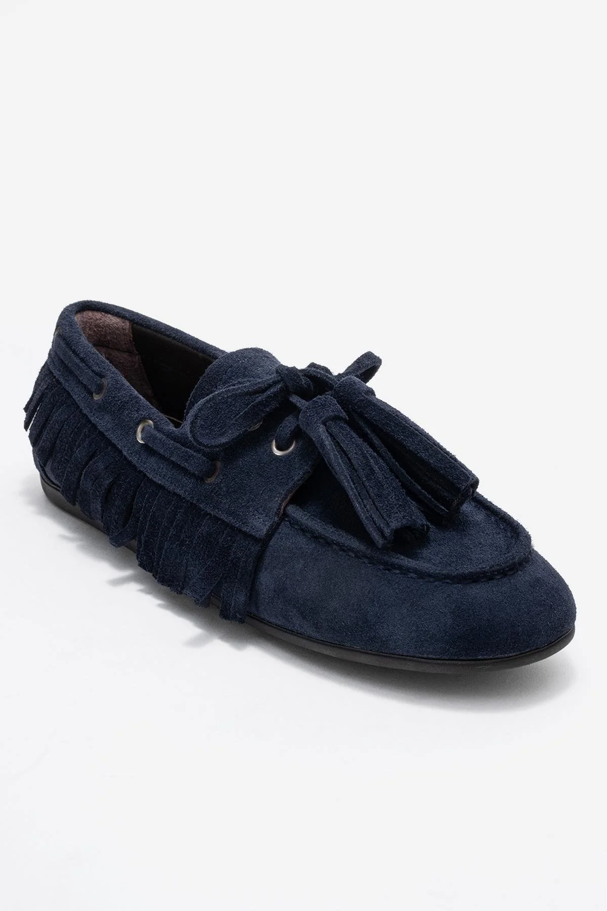 Fenora - Navy Genuine Leather Fringed Tassel Loafer (Women) - Image 3