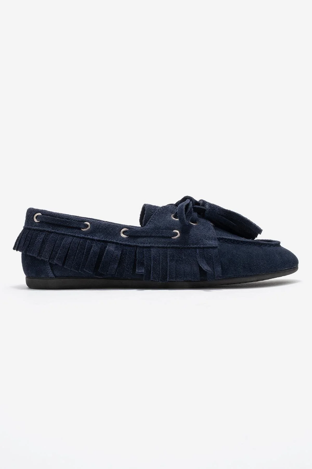 Fenora - Navy Genuine Leather Fringed Tassel Loafer (Women) - Image 6