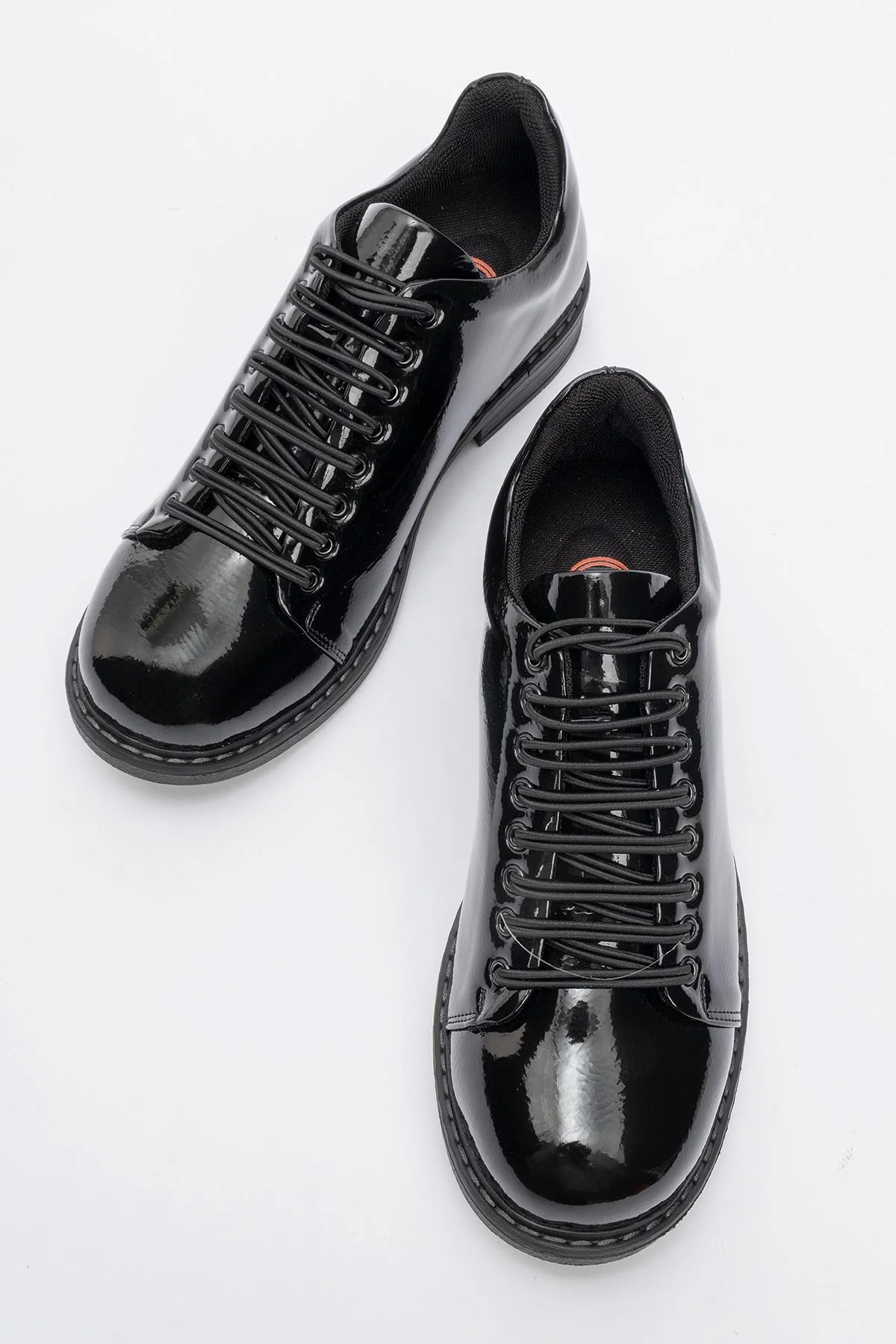 Festy - Black Patent Elastic Lace-Up Casual Shoe (Women) - Image 2
