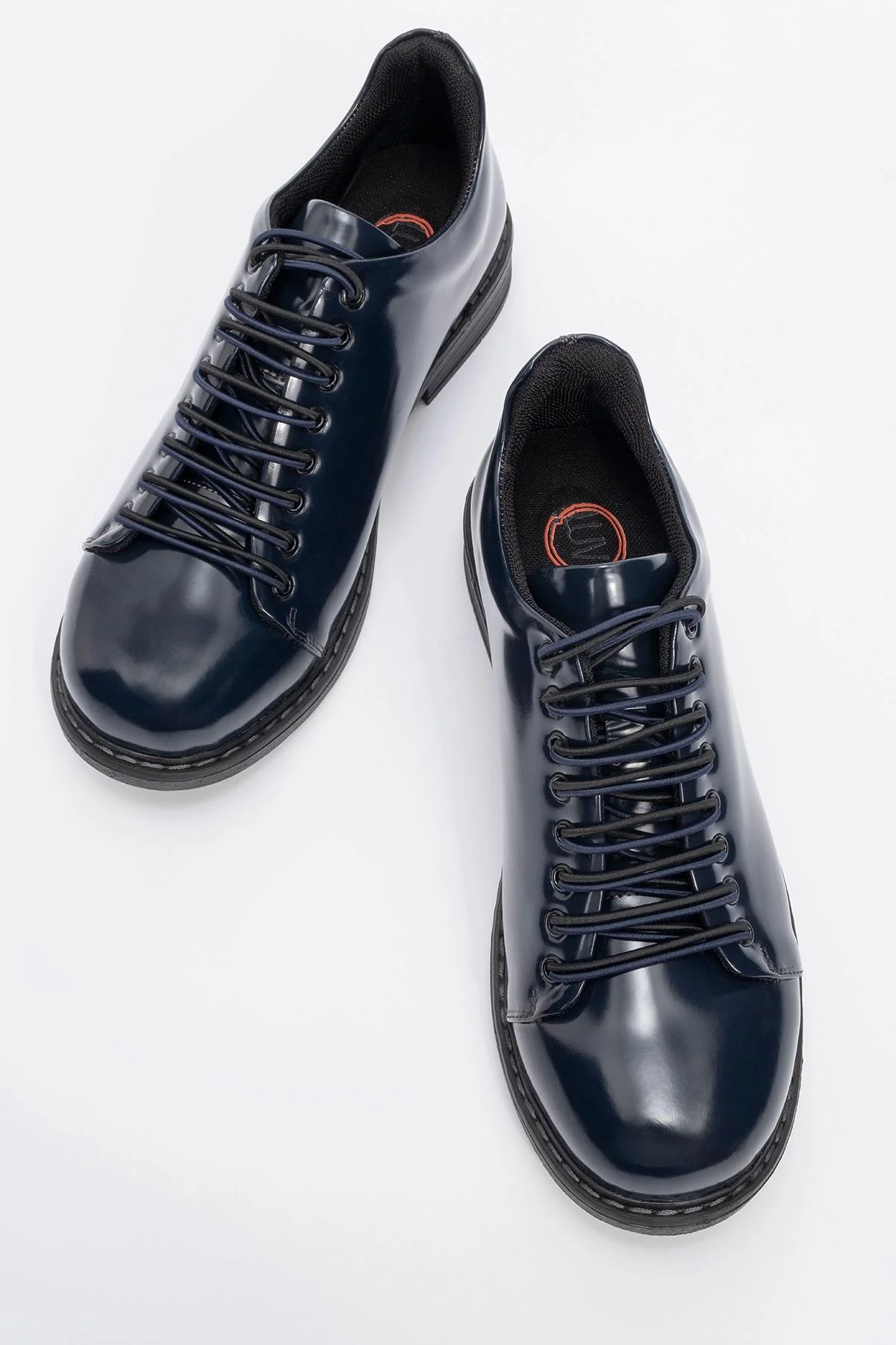 Festy - Navy Patent Elastic Lace-Up Casual Shoe (Women) - Image 2