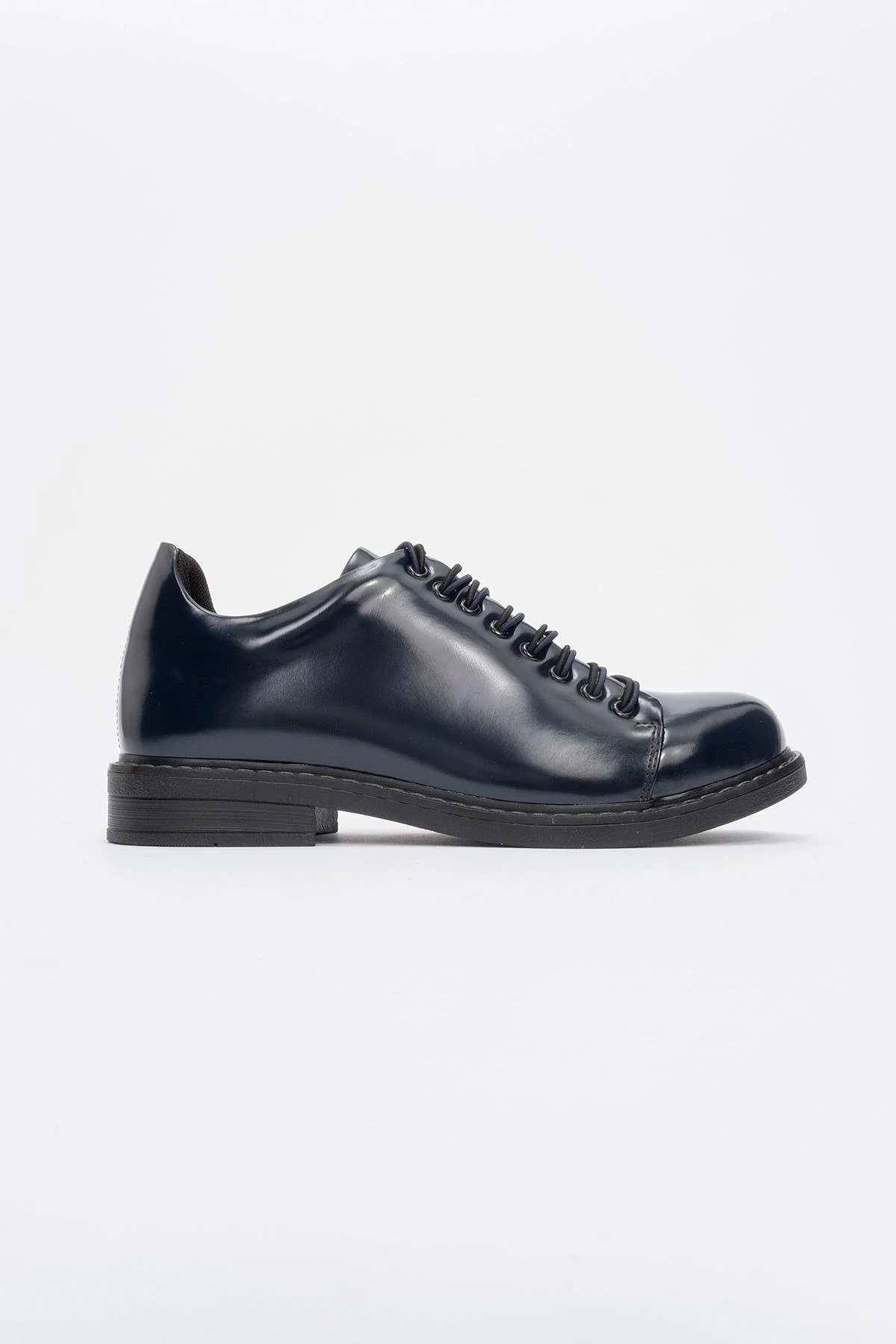 Festy - Navy Patent Elastic Lace-Up Casual Shoe (Women) - Image 4