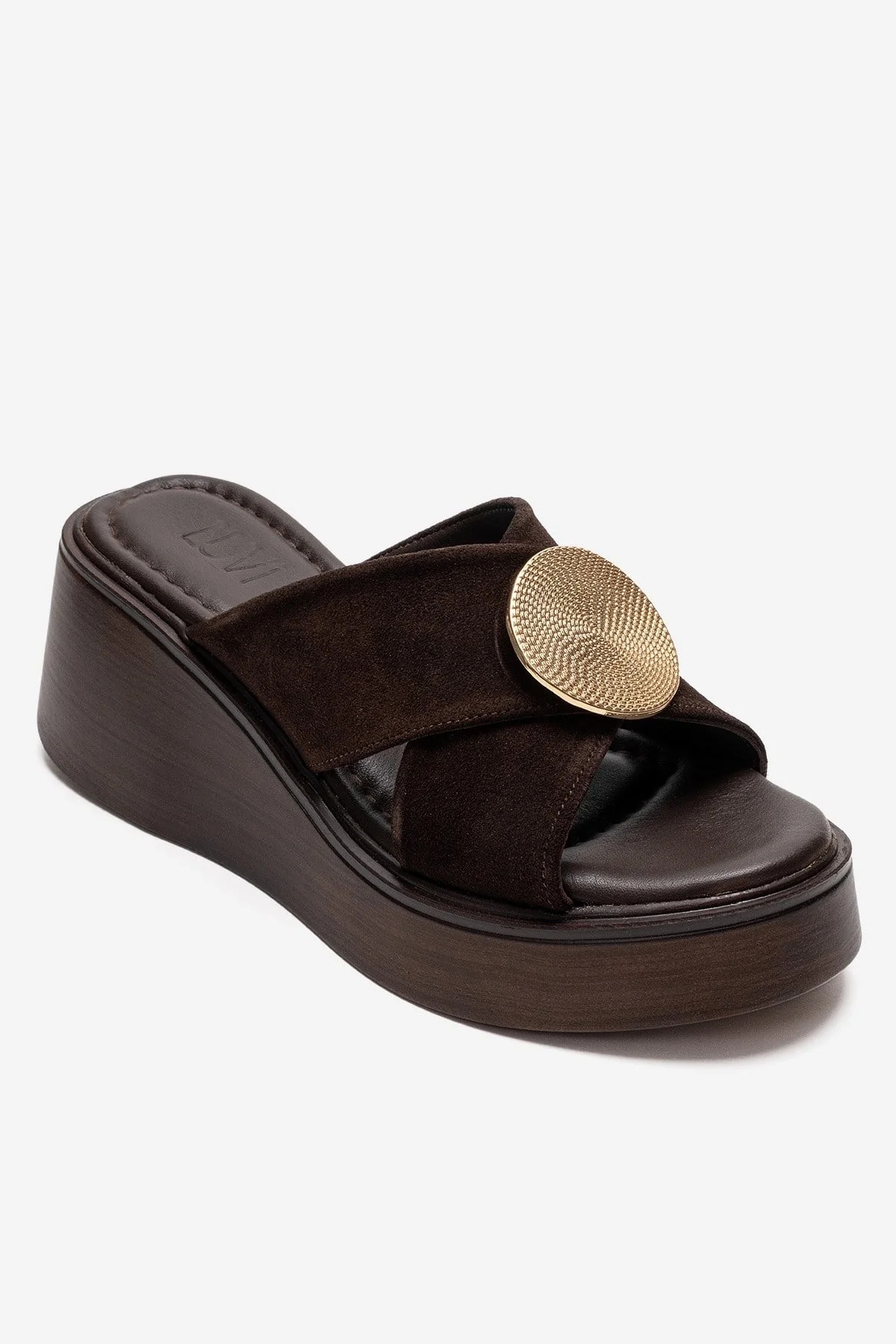 Fianna - Cognac Genuine Leather Wedge Heel Slide (Women) - Image 3