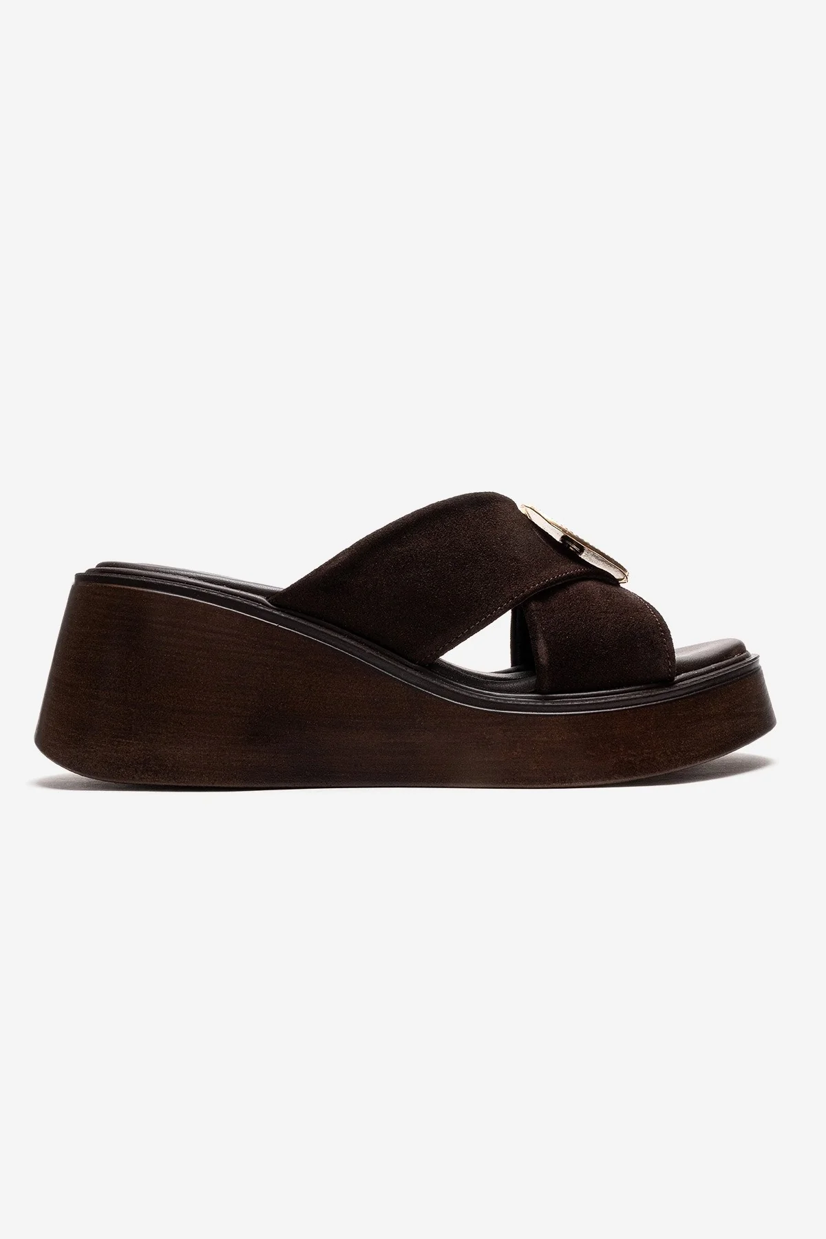 Fianna - Cognac Genuine Leather Wedge Heel Slide (Women) - Image 4