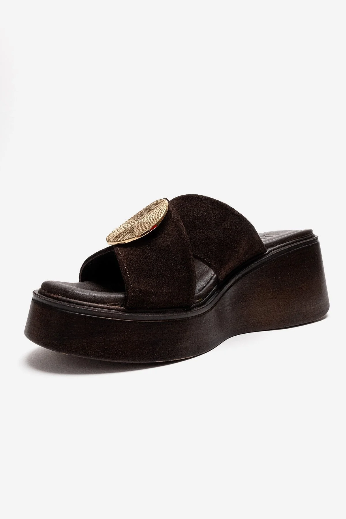Fianna - Cognac Genuine Leather Wedge Heel Slide (Women) - Image 6