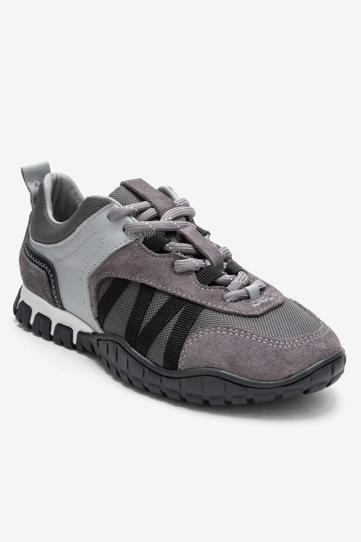 FIERA - Gray Black Genuine Leather Mesh Sneaker (Women) - Image 3