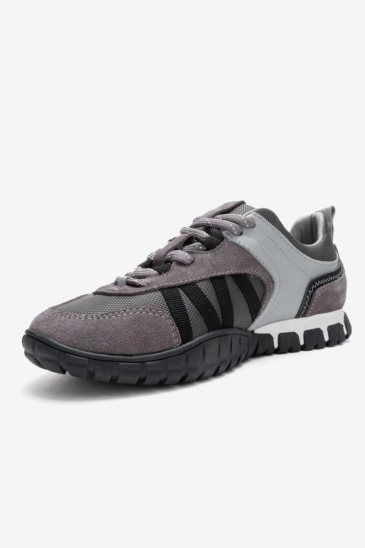 FIERA - Gray Black Genuine Leather Mesh Sneaker (Women) - Image 6