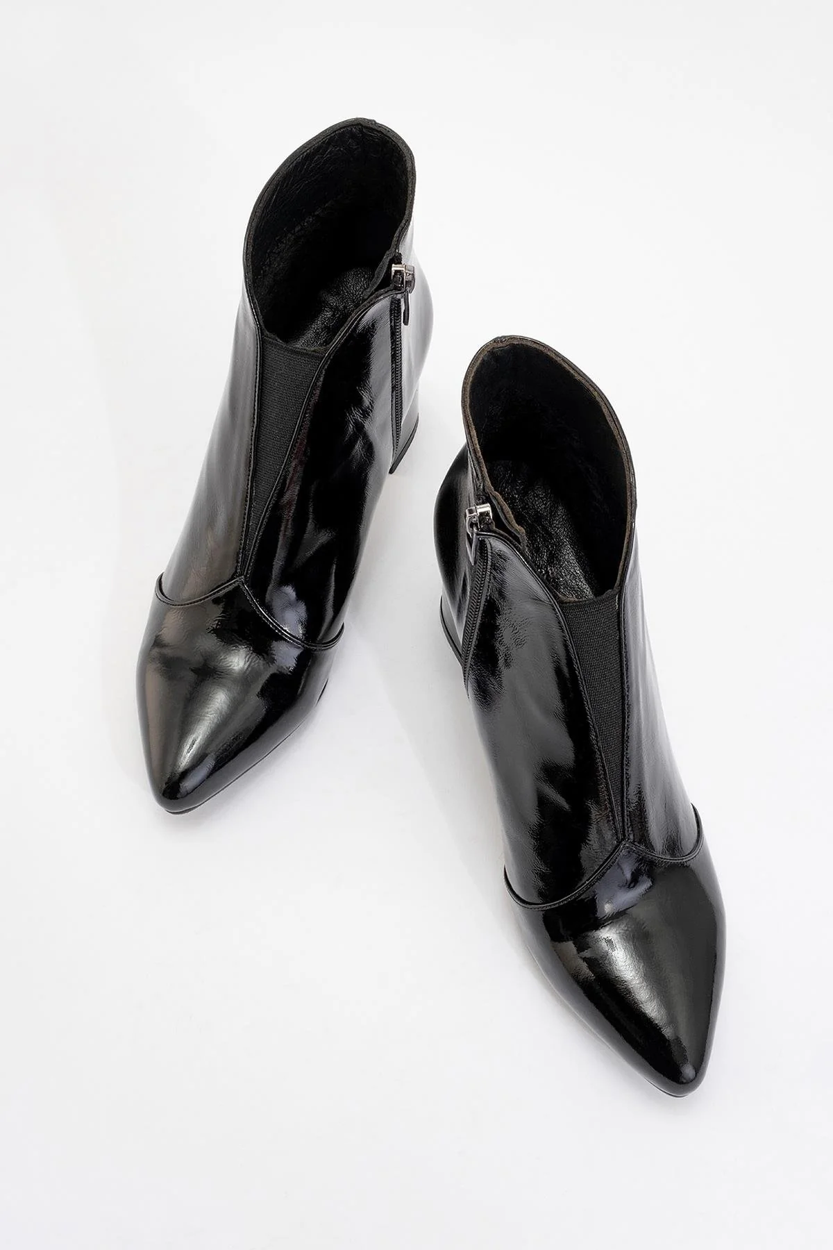 Finda Black Patent Leather Block‑Heel Boot (Women) - Image 2
