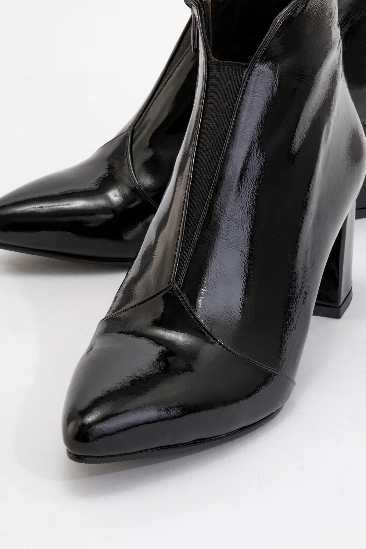 Finda Black Patent Leather Block‑Heel Boot (Women) - Image 3