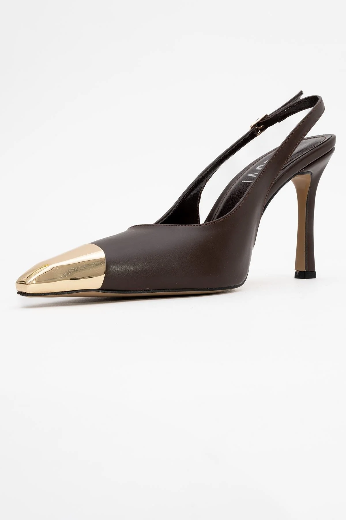 Flare - Brown Gold Detail Heeled Shoe (Women) - Image 4