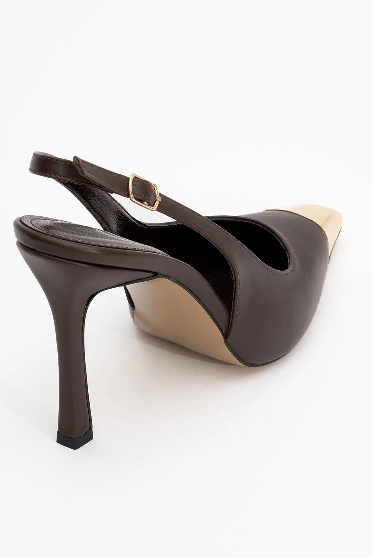 Flare - Brown Gold Detail Heeled Shoe (Women) - Image 5