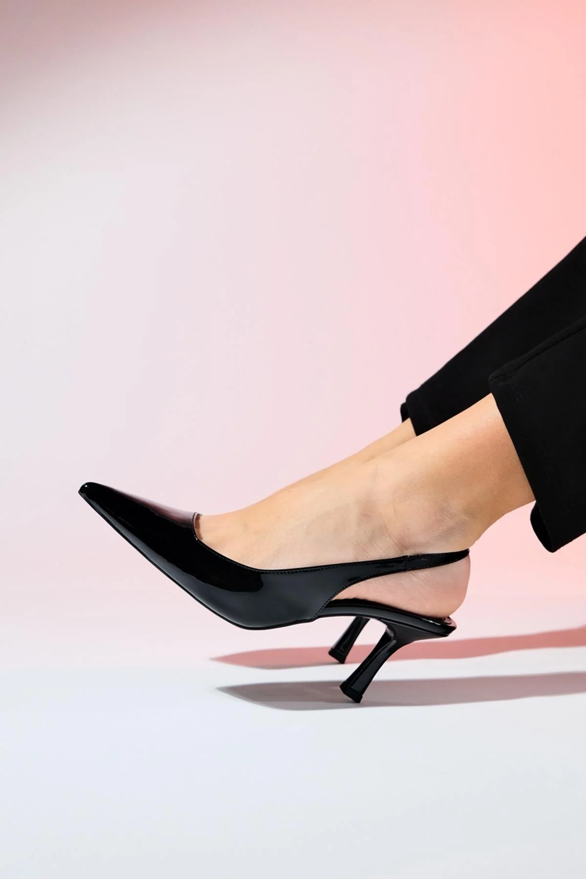 Flem - Black Patent Pointed Toe Backless Stiletto Pump (Women) - Image 3