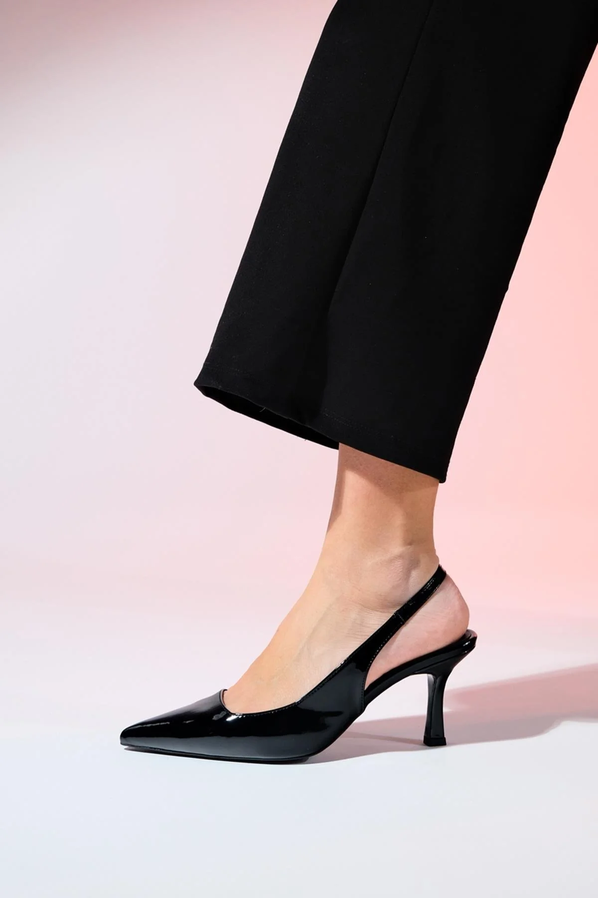 Flem - Black Patent Pointed Toe Backless Stiletto Pump (Women) - Image 4