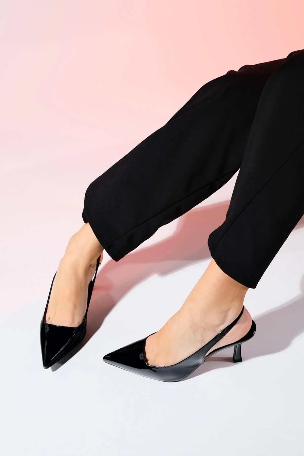 Flem - Black Patent Pointed Toe Backless Stiletto Pump (Women) - Image 6