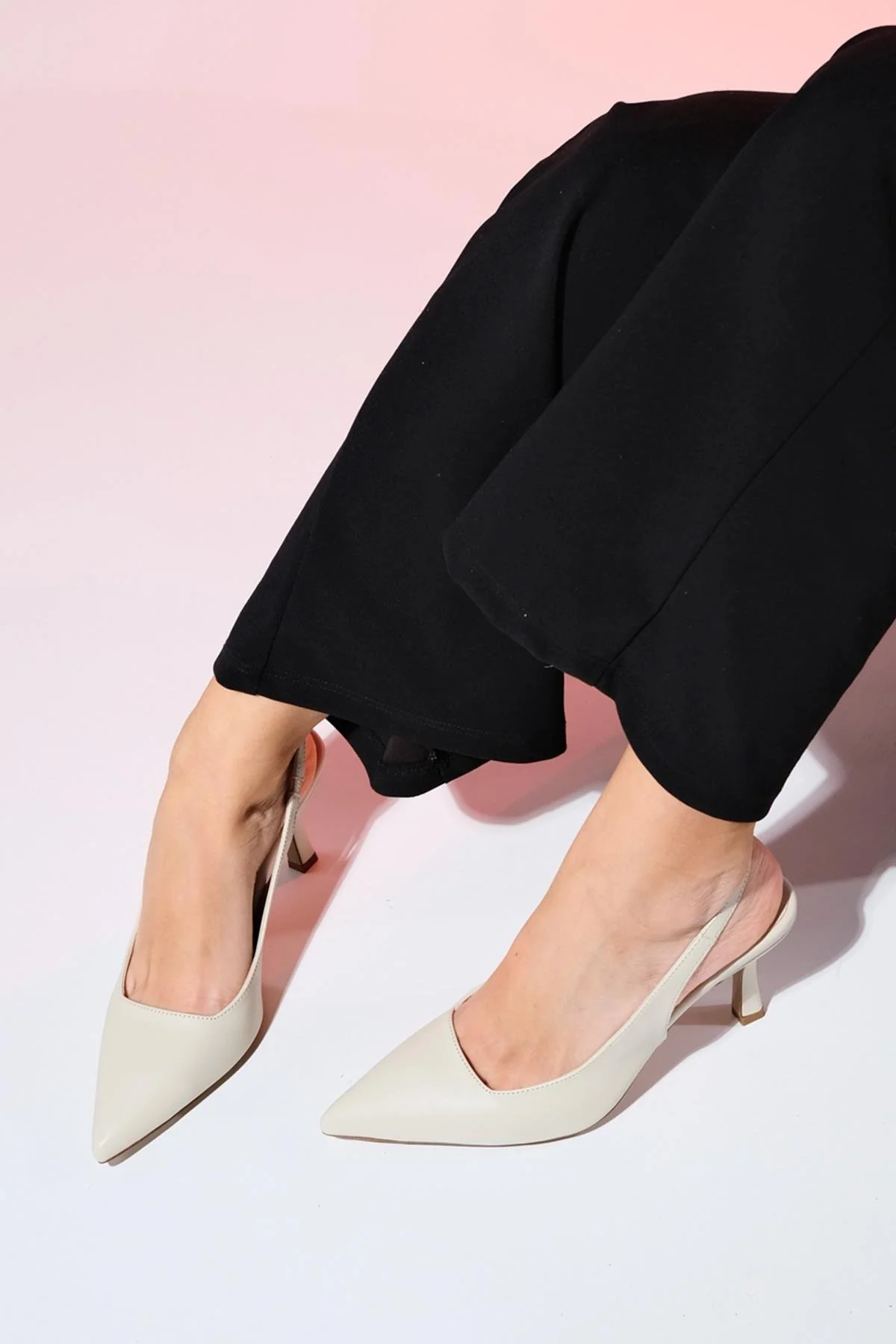 Flem - Ecru Pointed Toe Backless Stiletto Pump (Women) - Image 2