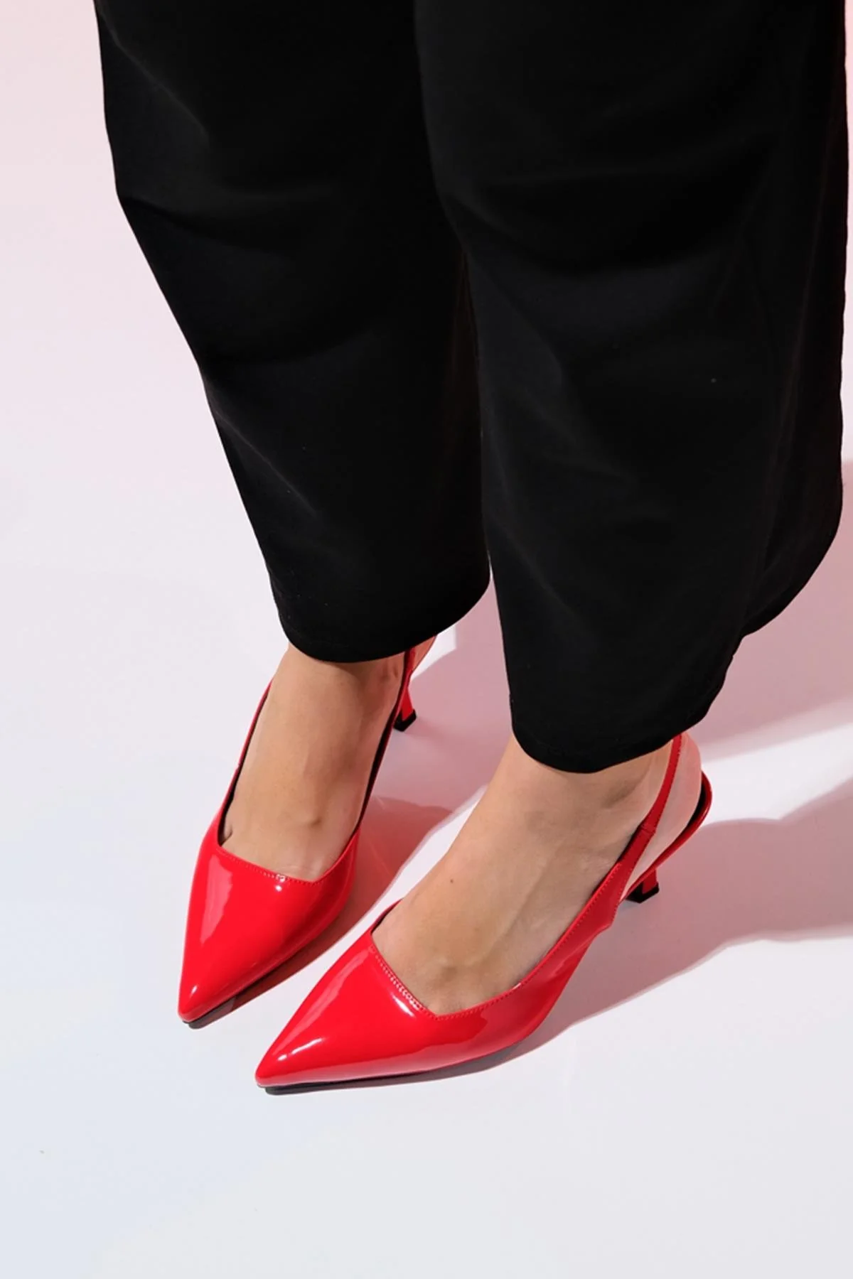 Flem - Red Patent Pointed Toe Backless Stiletto Pump (Women) - Image 3