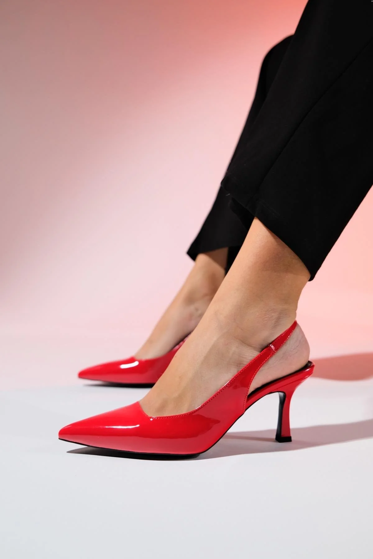 Flem - Red Patent Pointed Toe Backless Stiletto Pump (Women) - Image 4