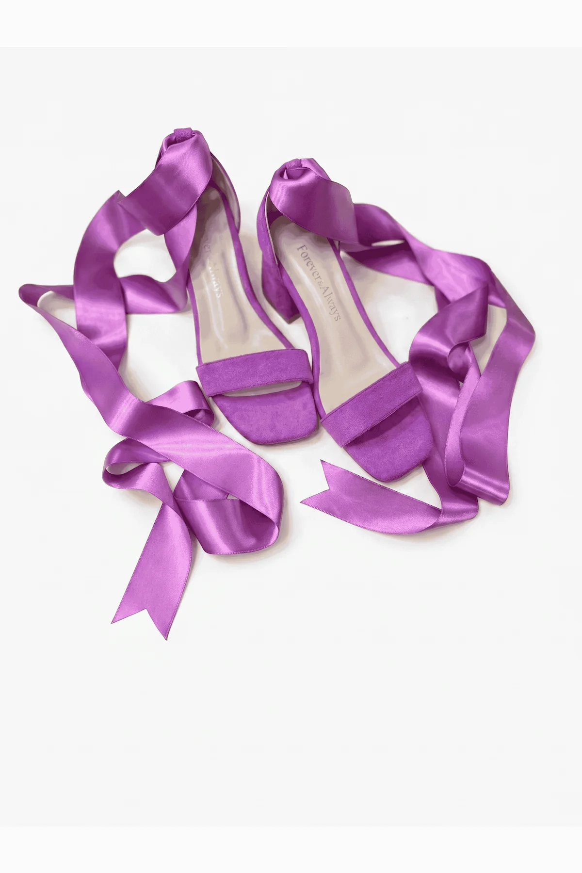 Rova Fuchsia Suede Satin Ribbon Ankle Strap Block Heel Sandal - Image 5