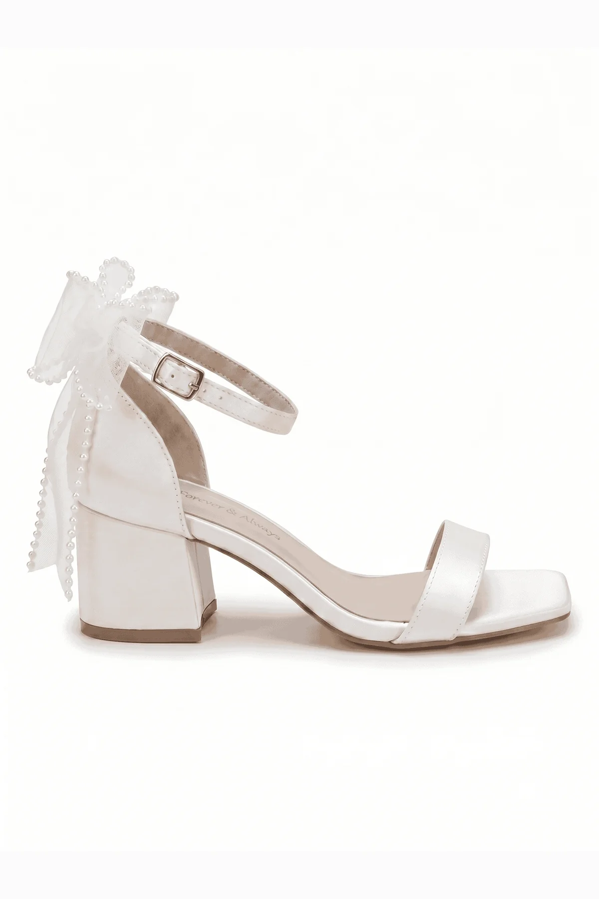 Floraya Opentoe Bow Detail Block Heel Bridal Sandals - Image 2