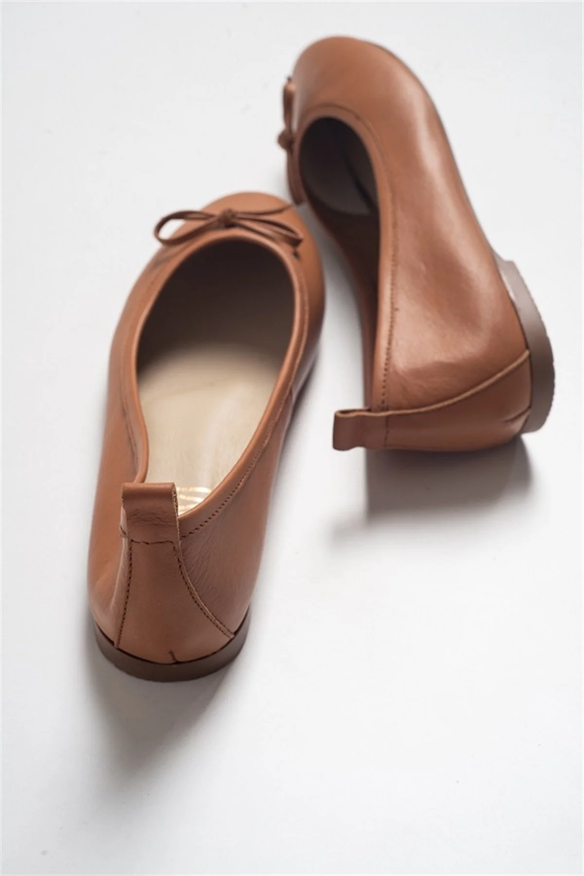 Florence - Cognac Brown Leather Ballerina Flats - Image 3