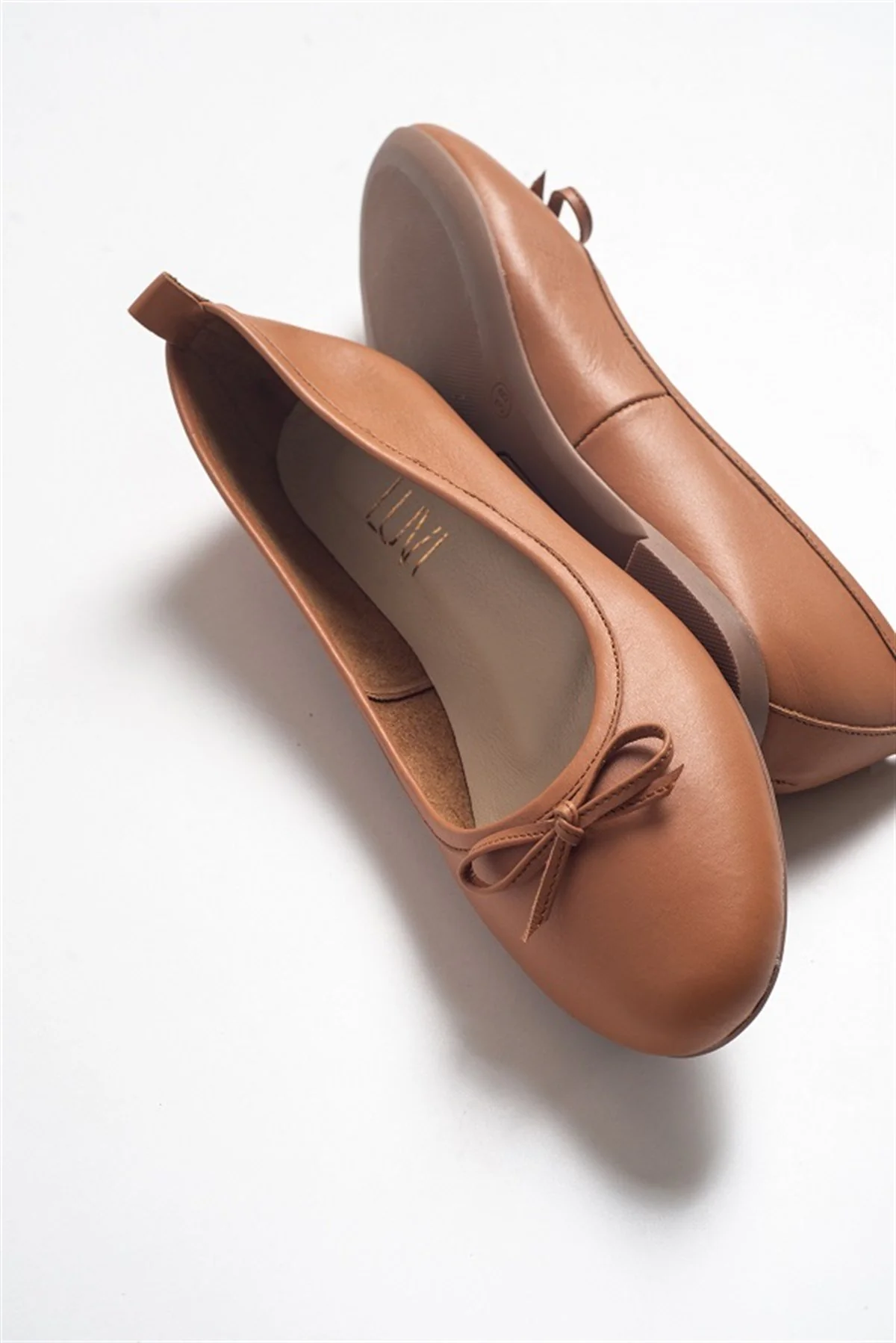 Florence - Cognac Brown Leather Ballerina Flats - Image 4