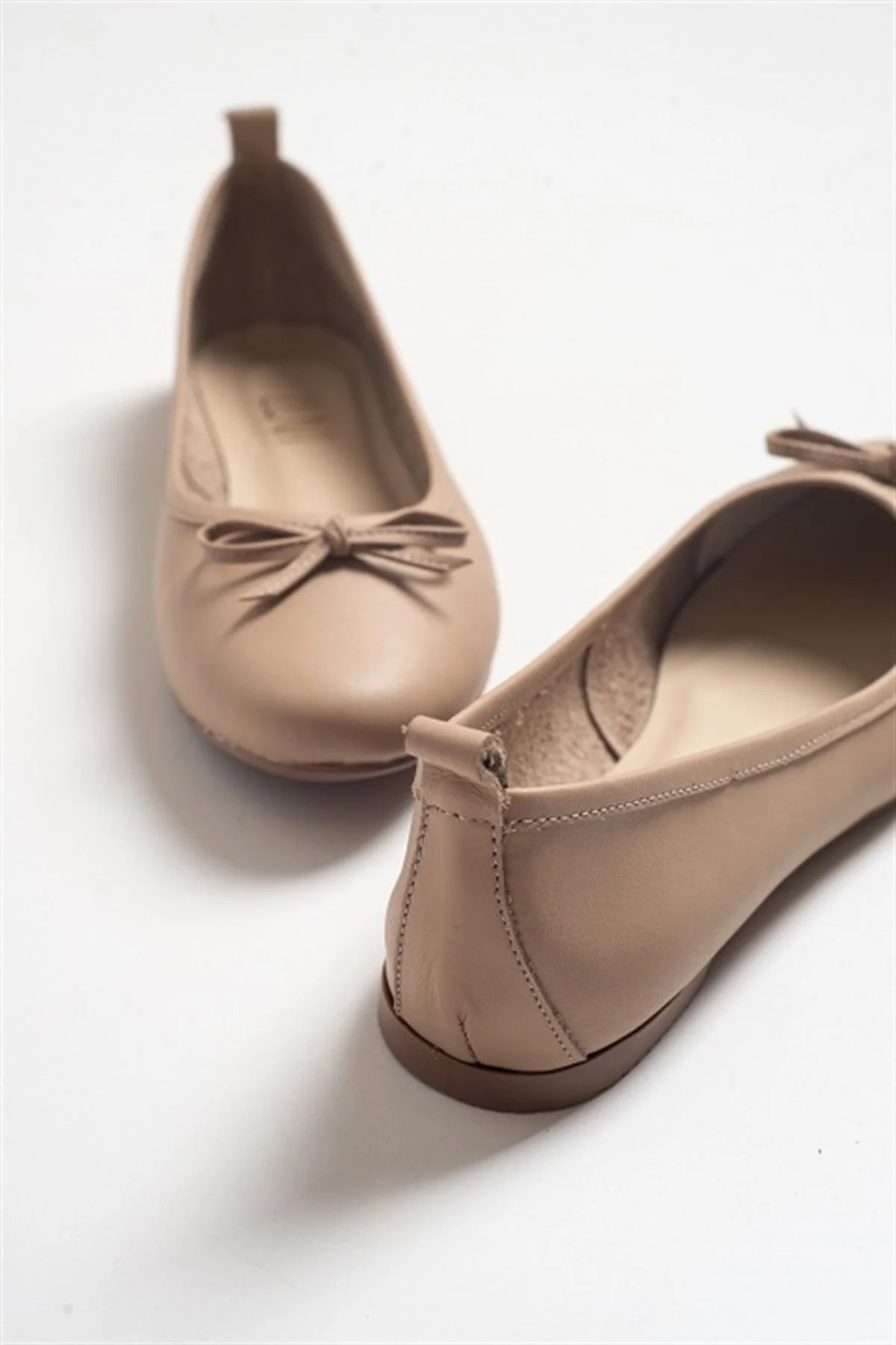 Florence - Cream Beige Leather Ballerina Flats - Image 3