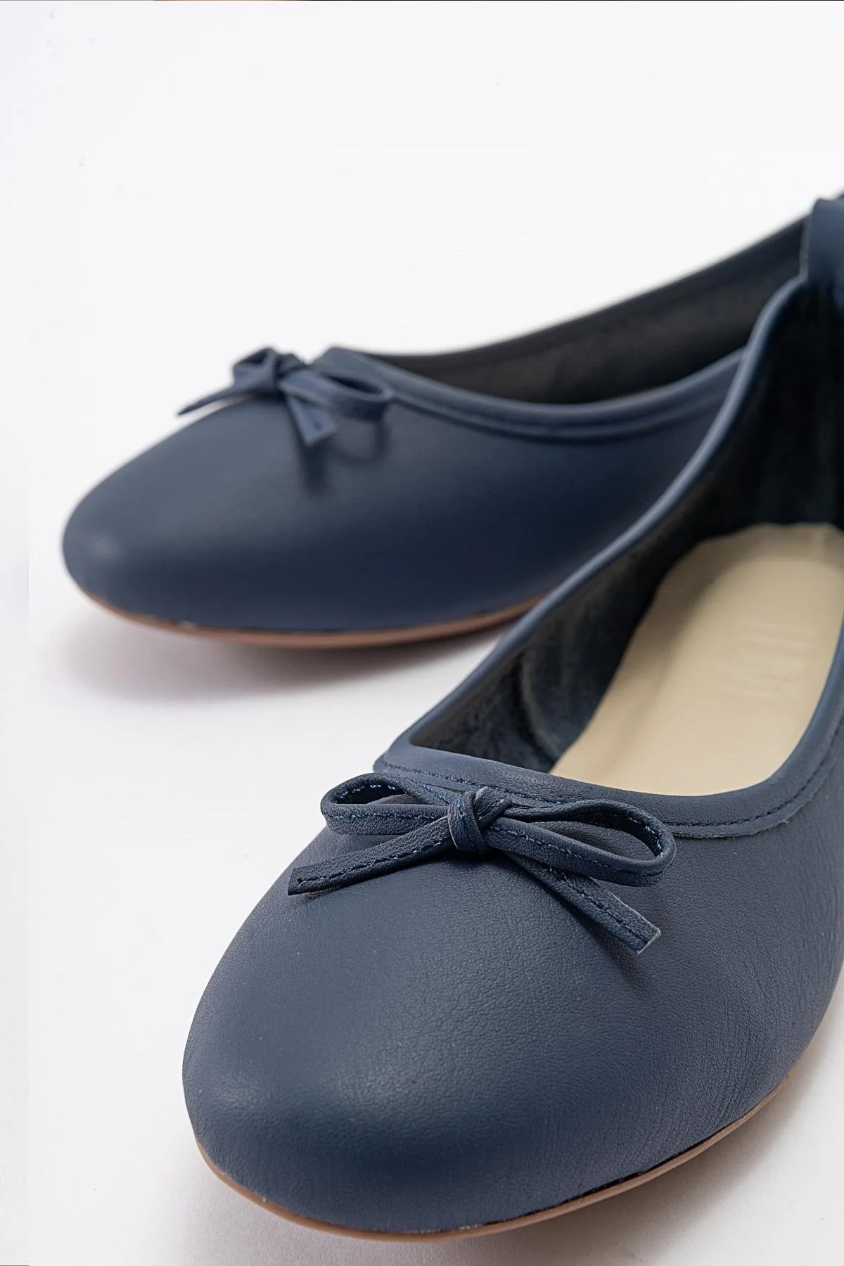 Florence - Navy Blue Leather Ballerina Flats - Image 5