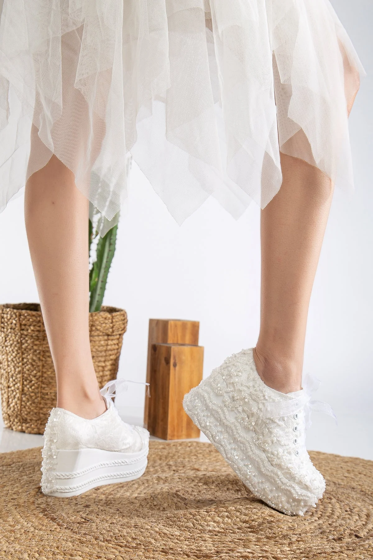 Florette - Ivory Lace Platform Bridal Sneakers - Image 5