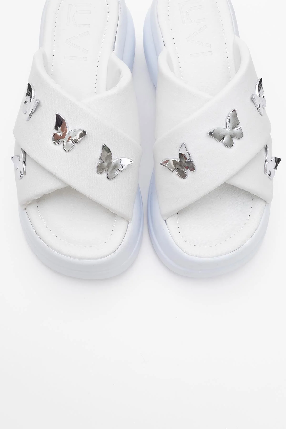 Force White Butterfly‑Buckle Platform Slide (Women) - Image 2