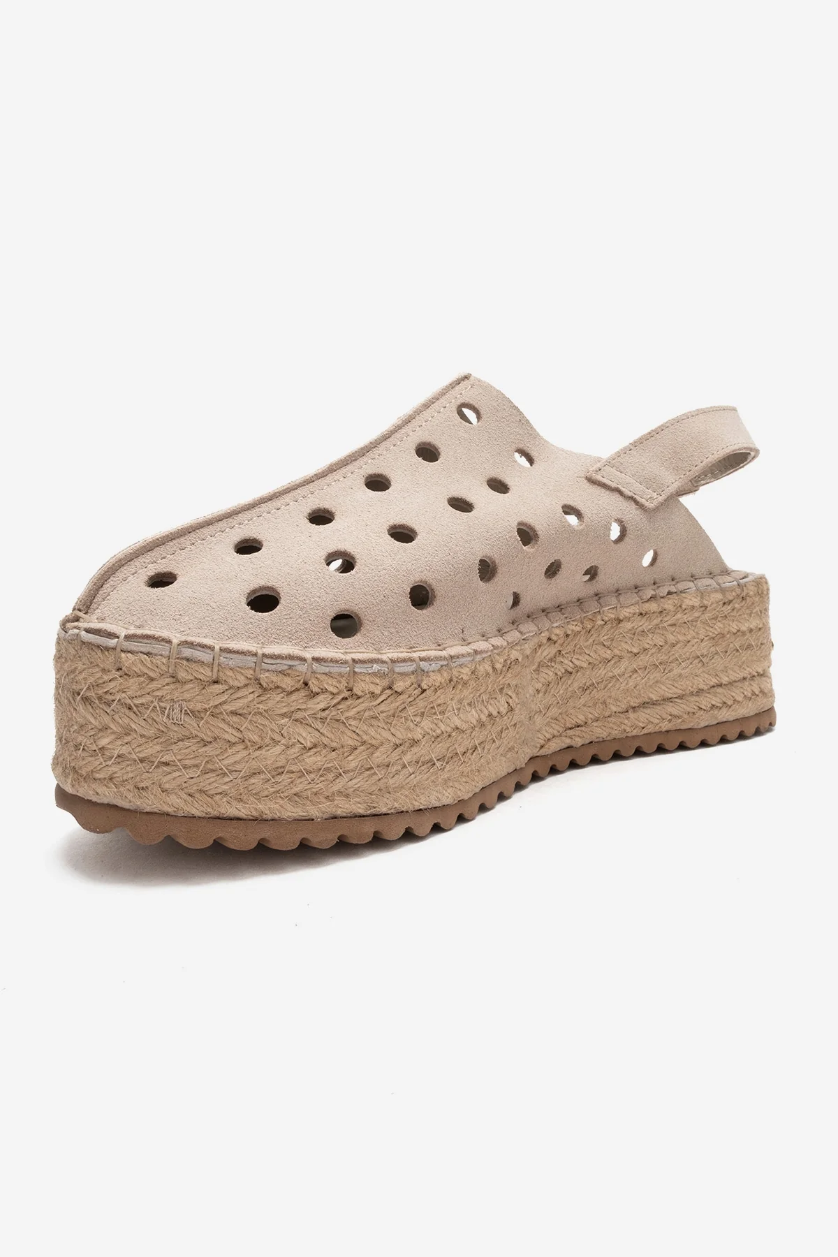 FRAGA - Beige Genuine Suede Leather Woven Platform Sandal (Women) - Image 4