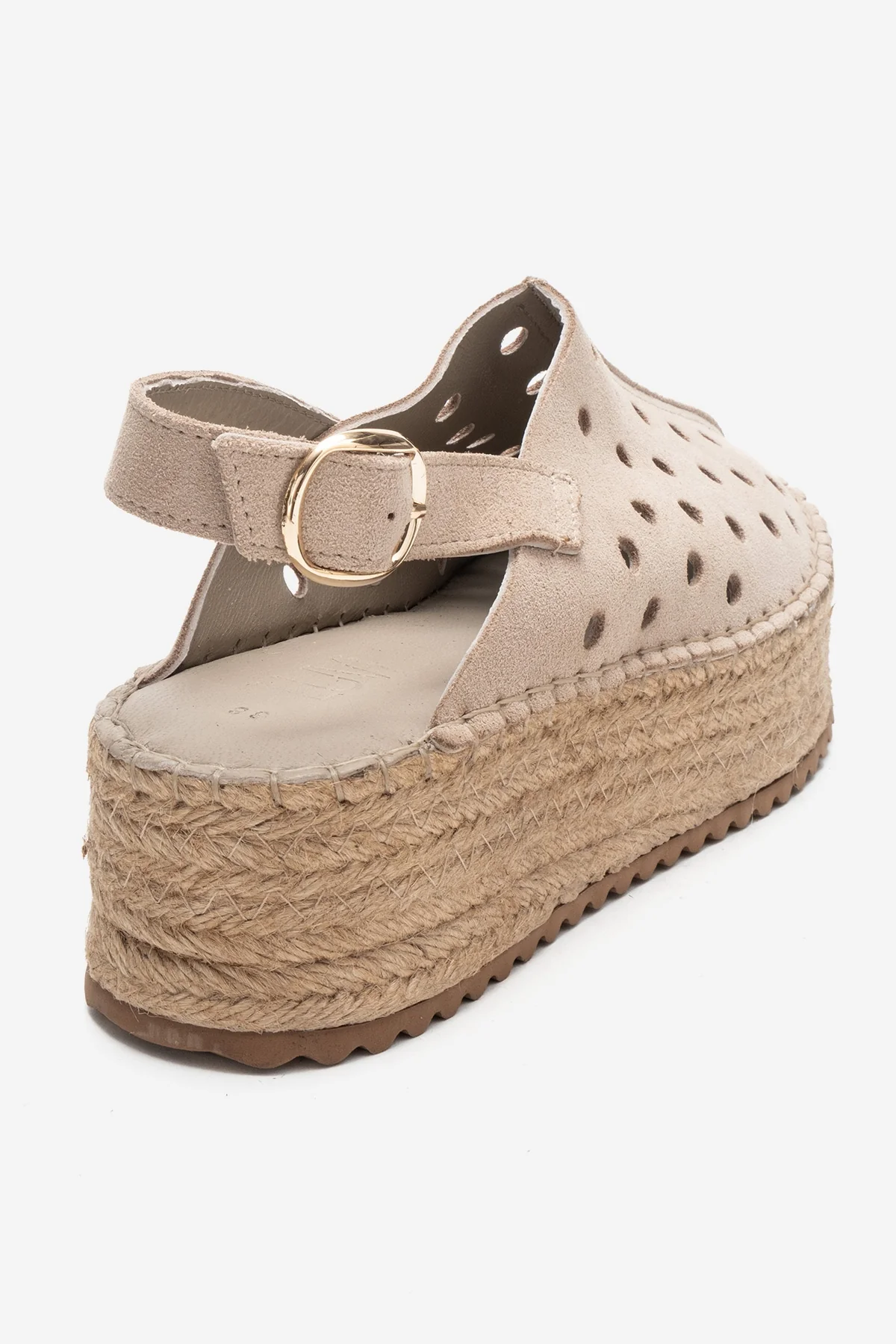 FRAGA - Beige Genuine Suede Leather Woven Platform Sandal (Women) - Image 5