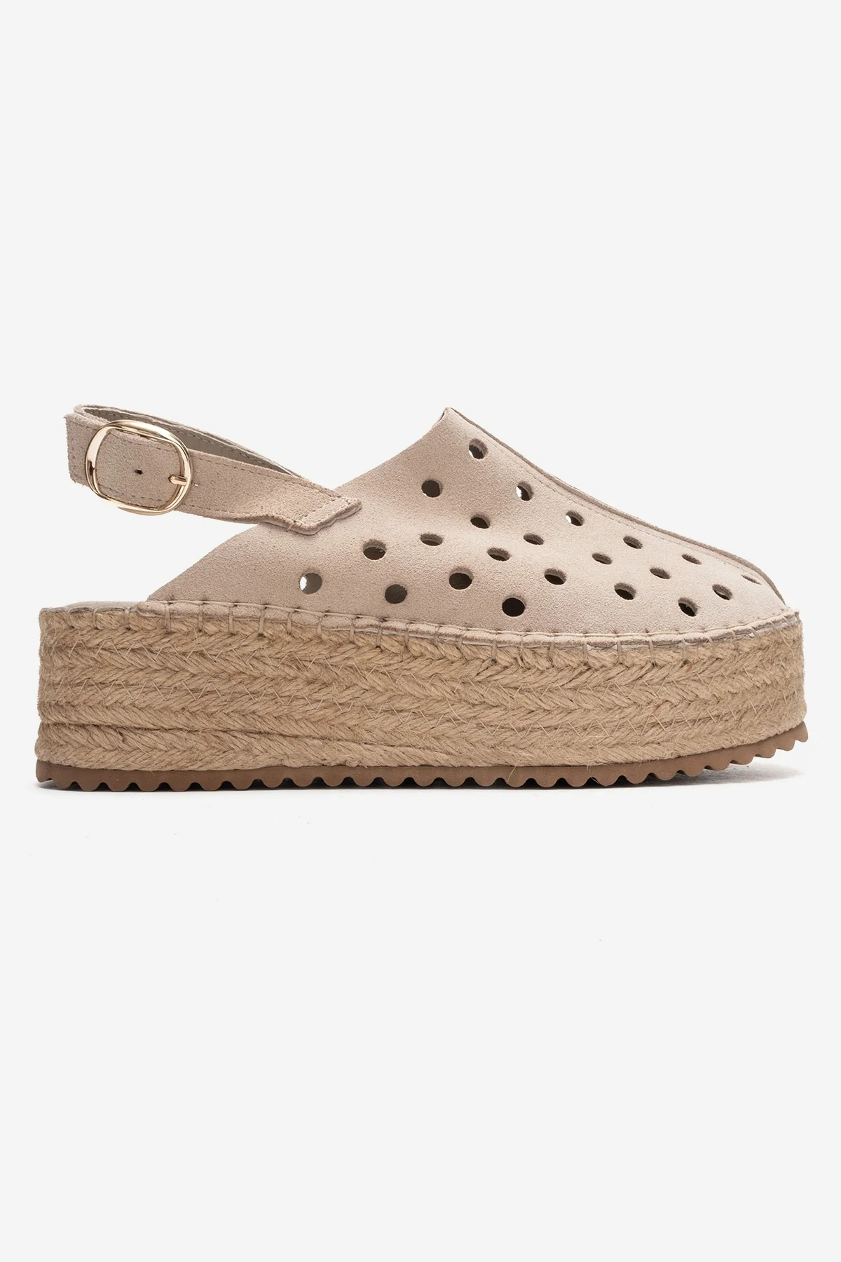 FRAGA - Beige Genuine Suede Leather Woven Platform Sandal (Women) - Image 6