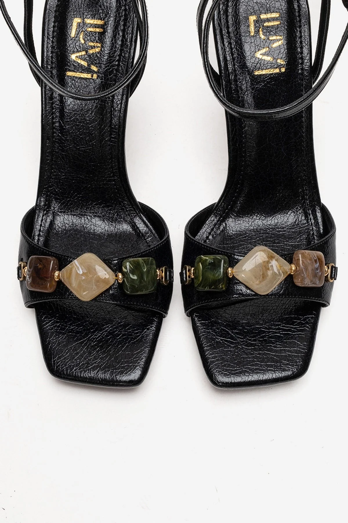 Franca - Black Genuine Leather Block Heel Sandal (Women) - Image 2