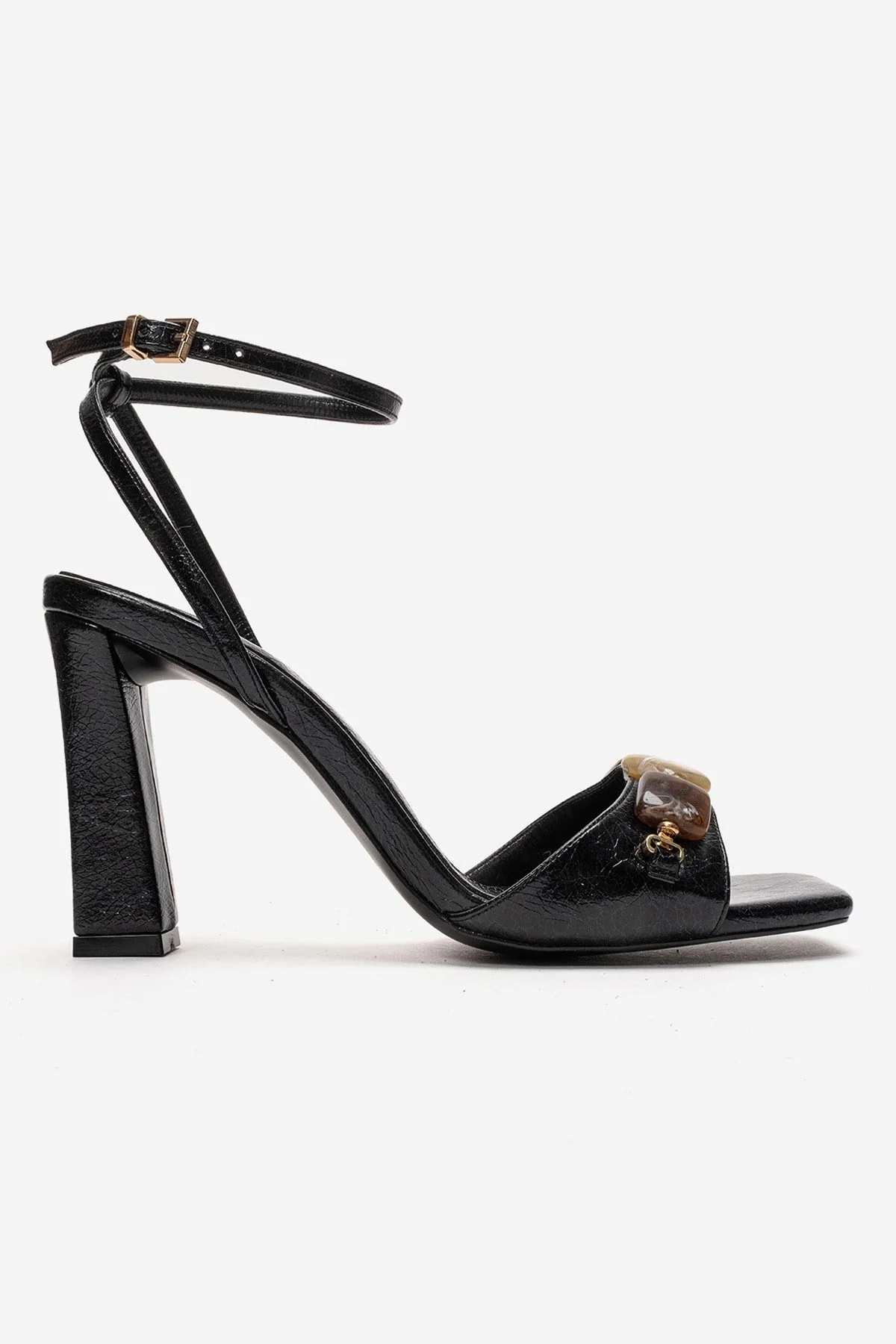 Franca - Black Genuine Leather Block Heel Sandal (Women) - Image 4