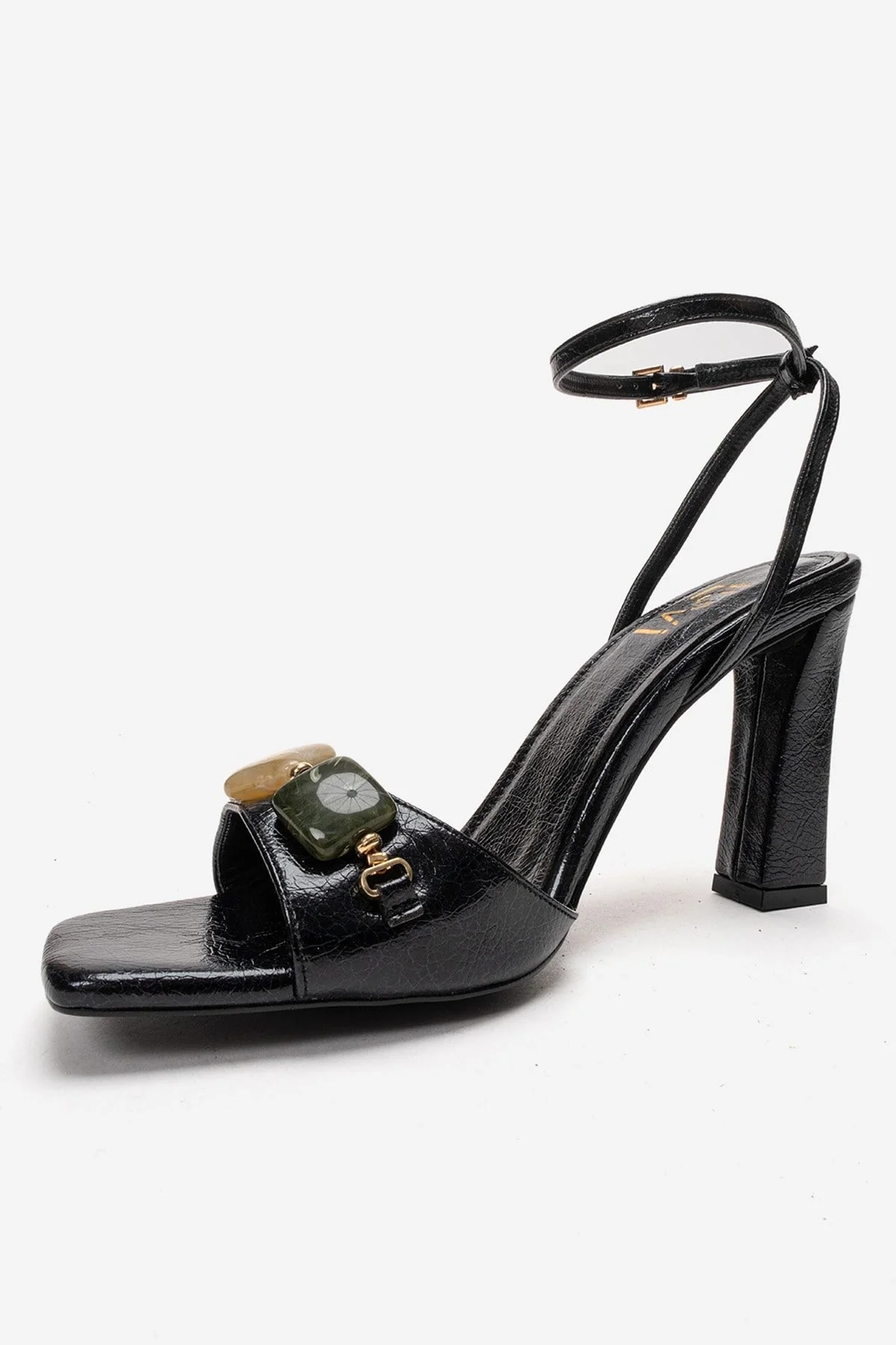 Franca - Black Genuine Leather Block Heel Sandal (Women) - Image 6