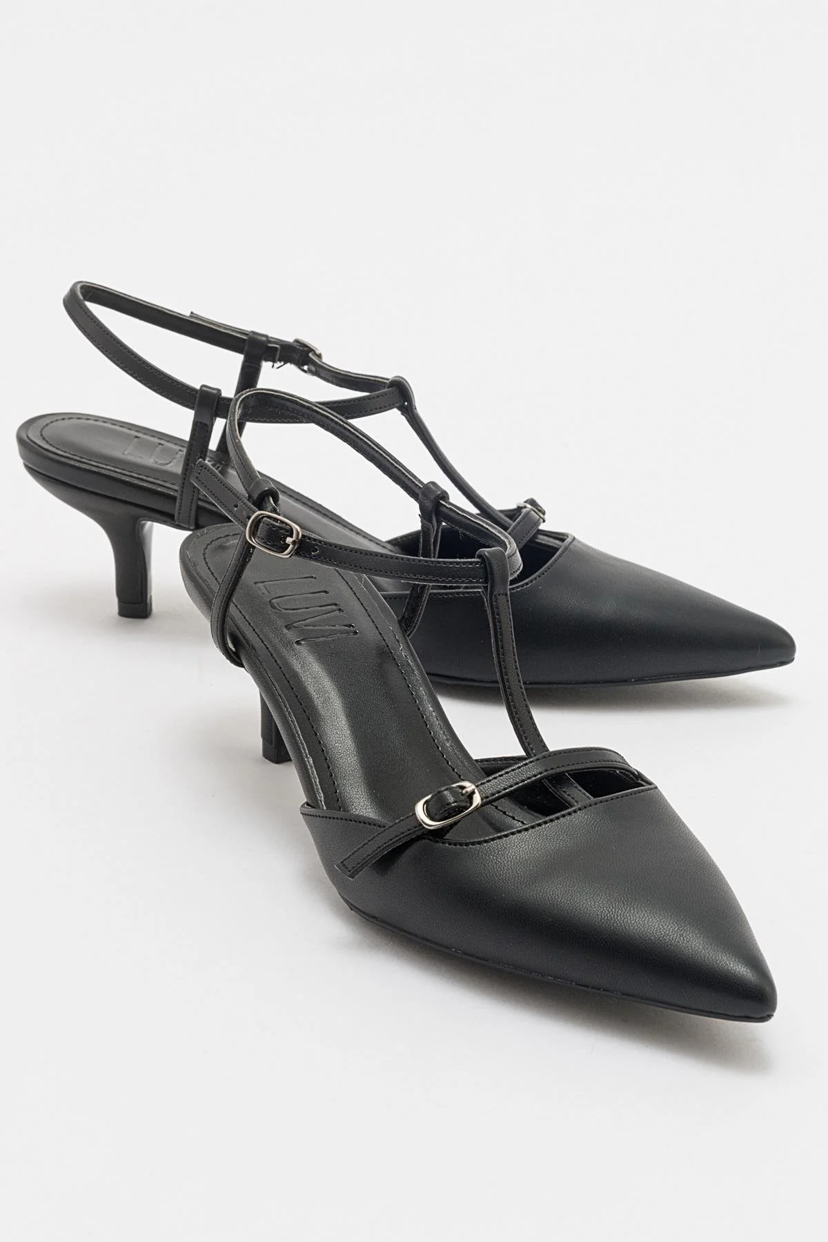 Frans - Black Pointed Toe Backless Low Heel Shoe (Women)