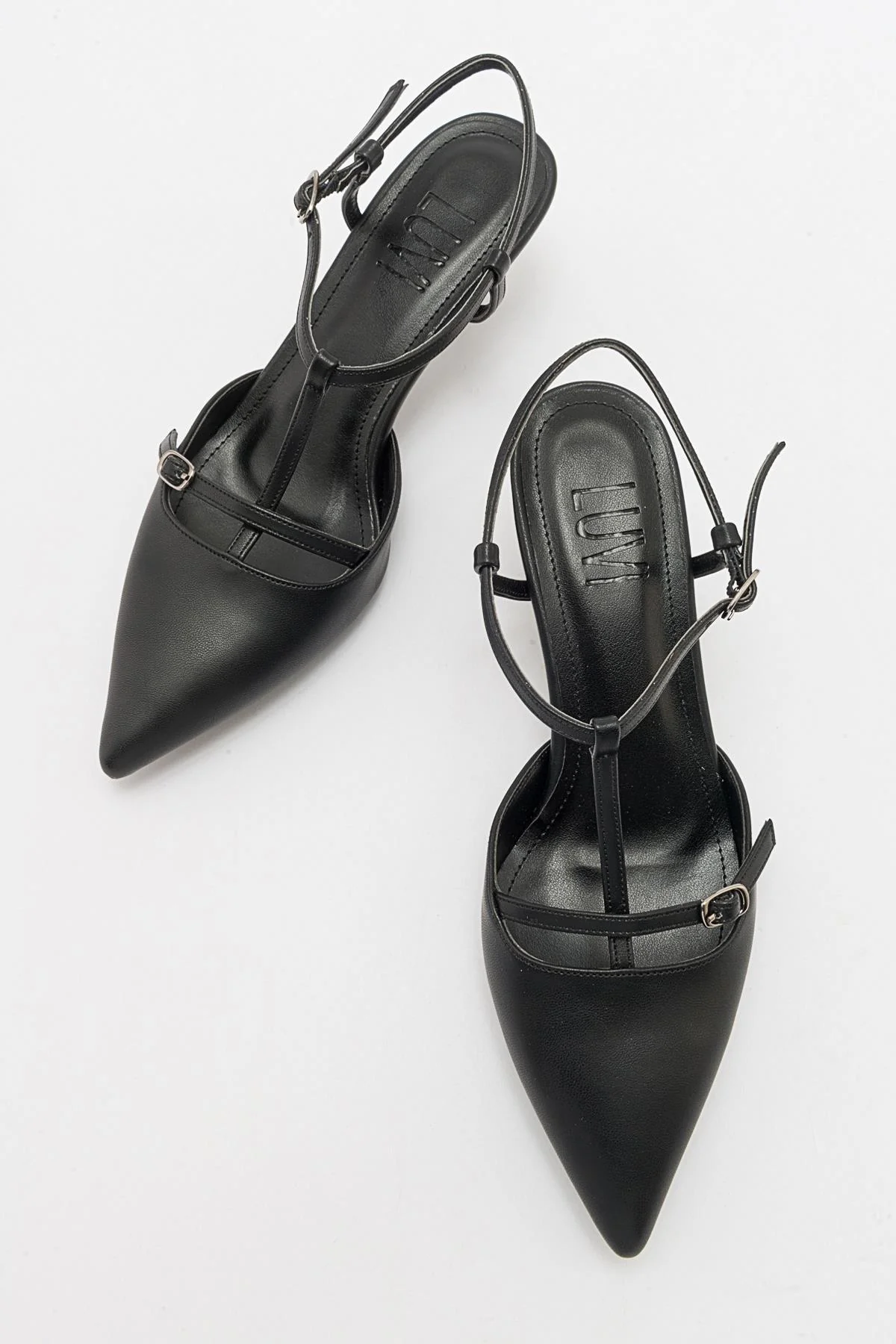 Frans - Black Pointed Toe Backless Low Heel Shoe (Women) - Image 2