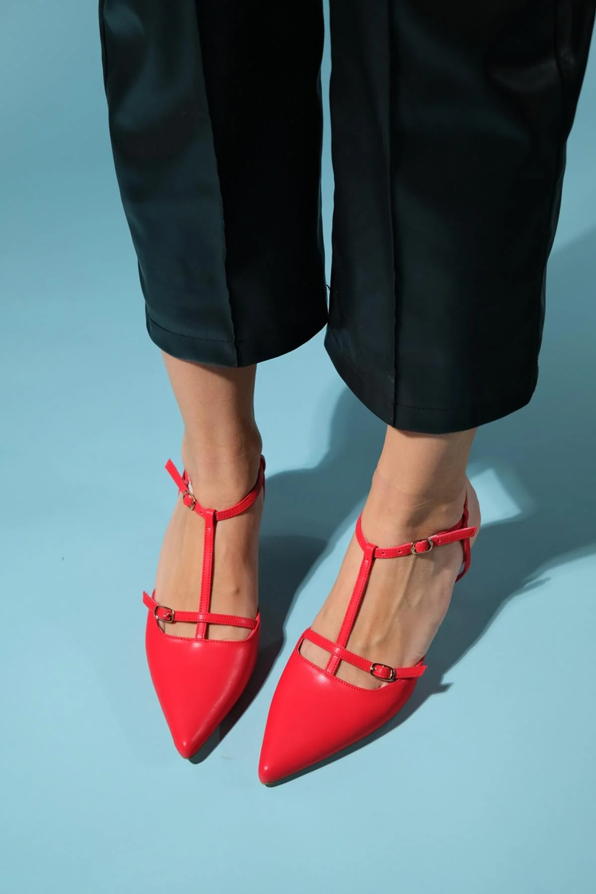 Frans - Red Pointed-Toe Backless Low-Heel Shoe (Women) - Image 2