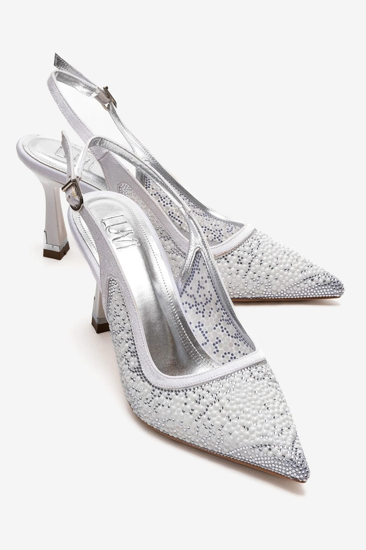 Frea - White Textile Stiletto Pump (Women)