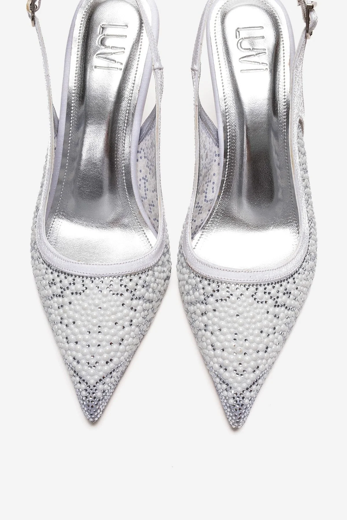 Frea - White Textile Stiletto Pump (Women) - Image 2