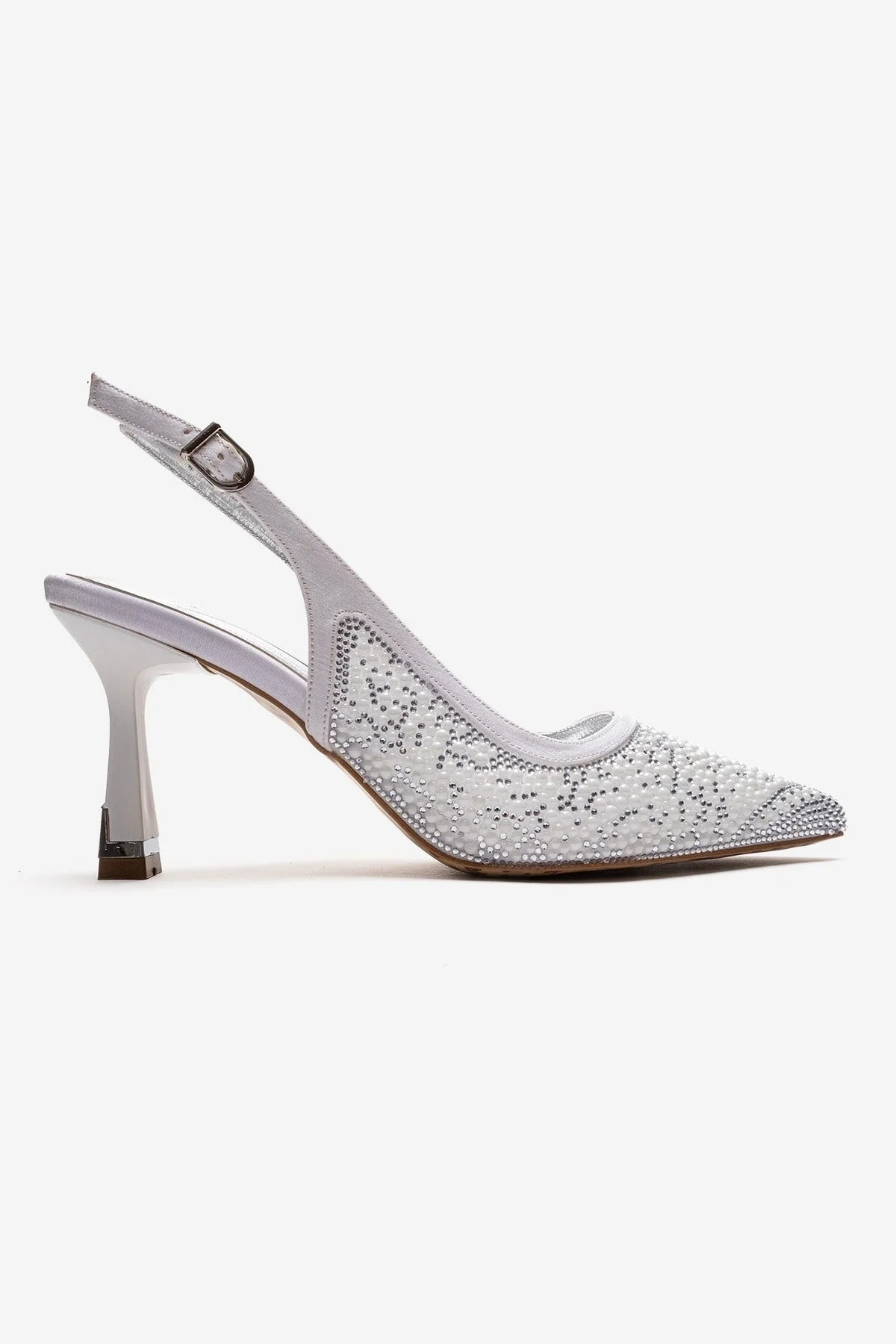 Frea - White Textile Stiletto Pump (Women) - Image 3