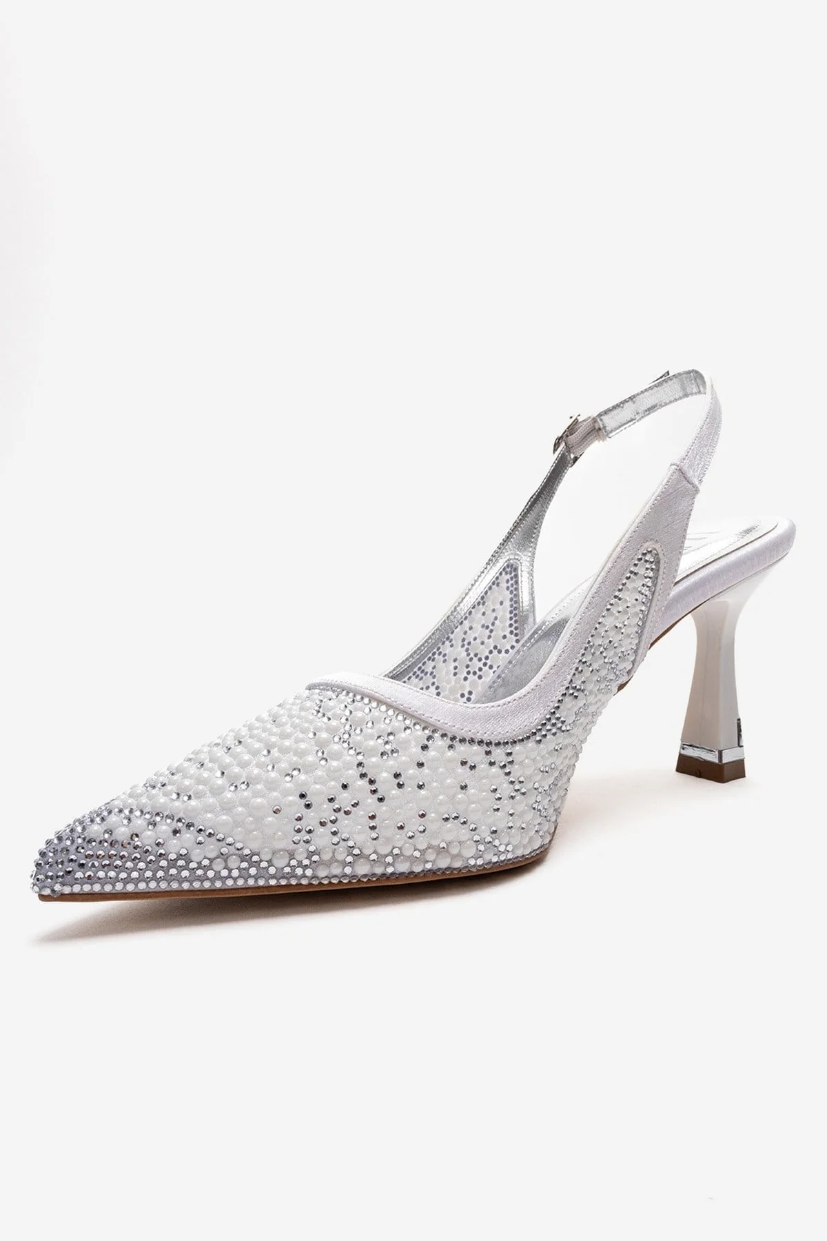 Frea - White Textile Stiletto Pump (Women) - Image 6