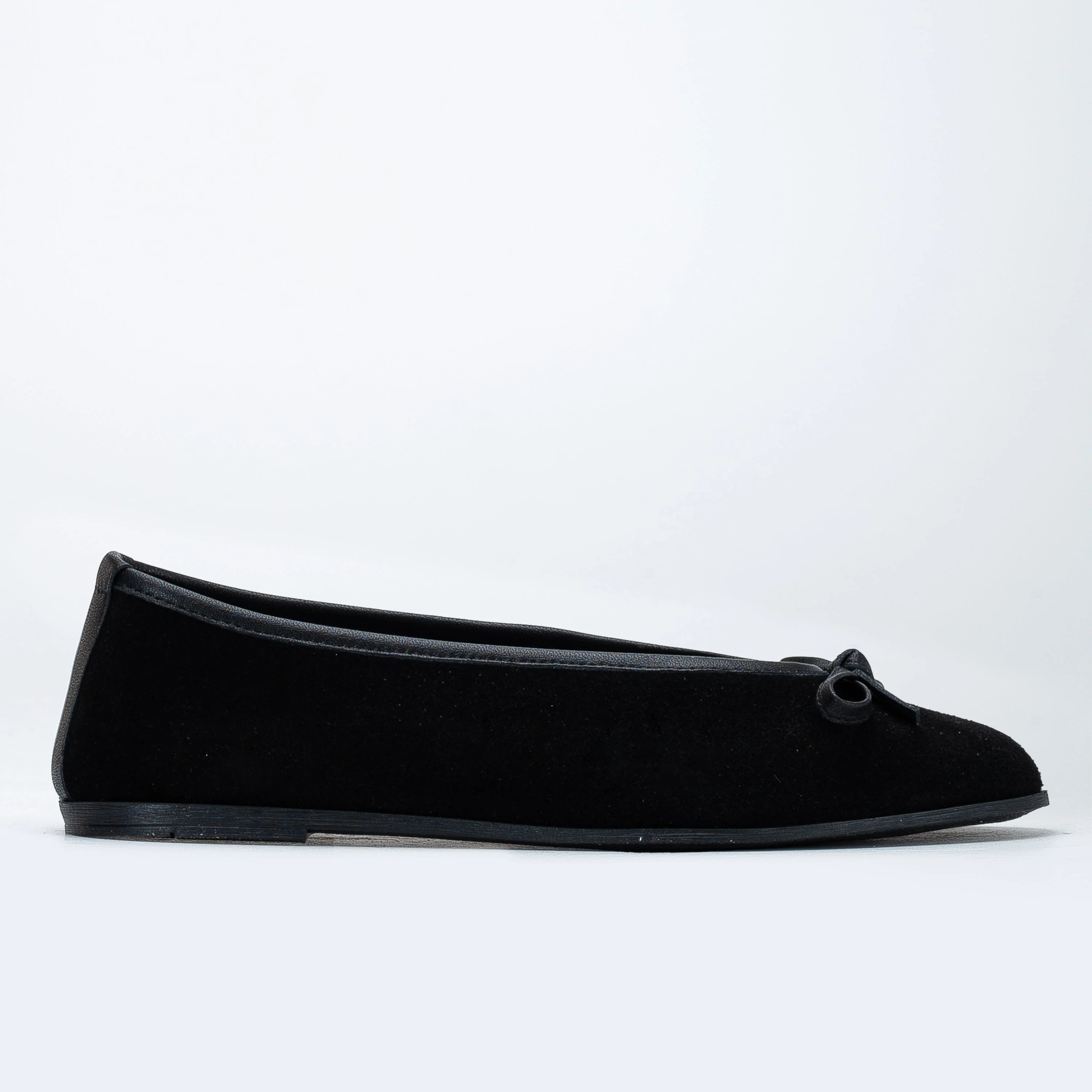 Freya - Black Suede Ballerina Flats - Image 3