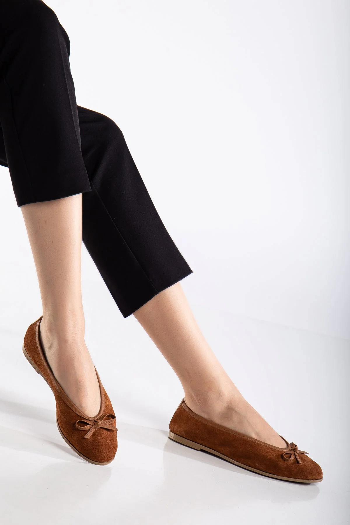 Freya - Cognac Suede Ballerina Flats - Image 5