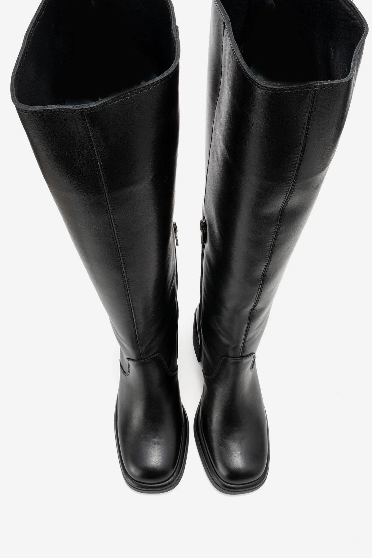 Fros - Black Genuine Leather Block Heel Knee-High Boot (Women) - Image 2