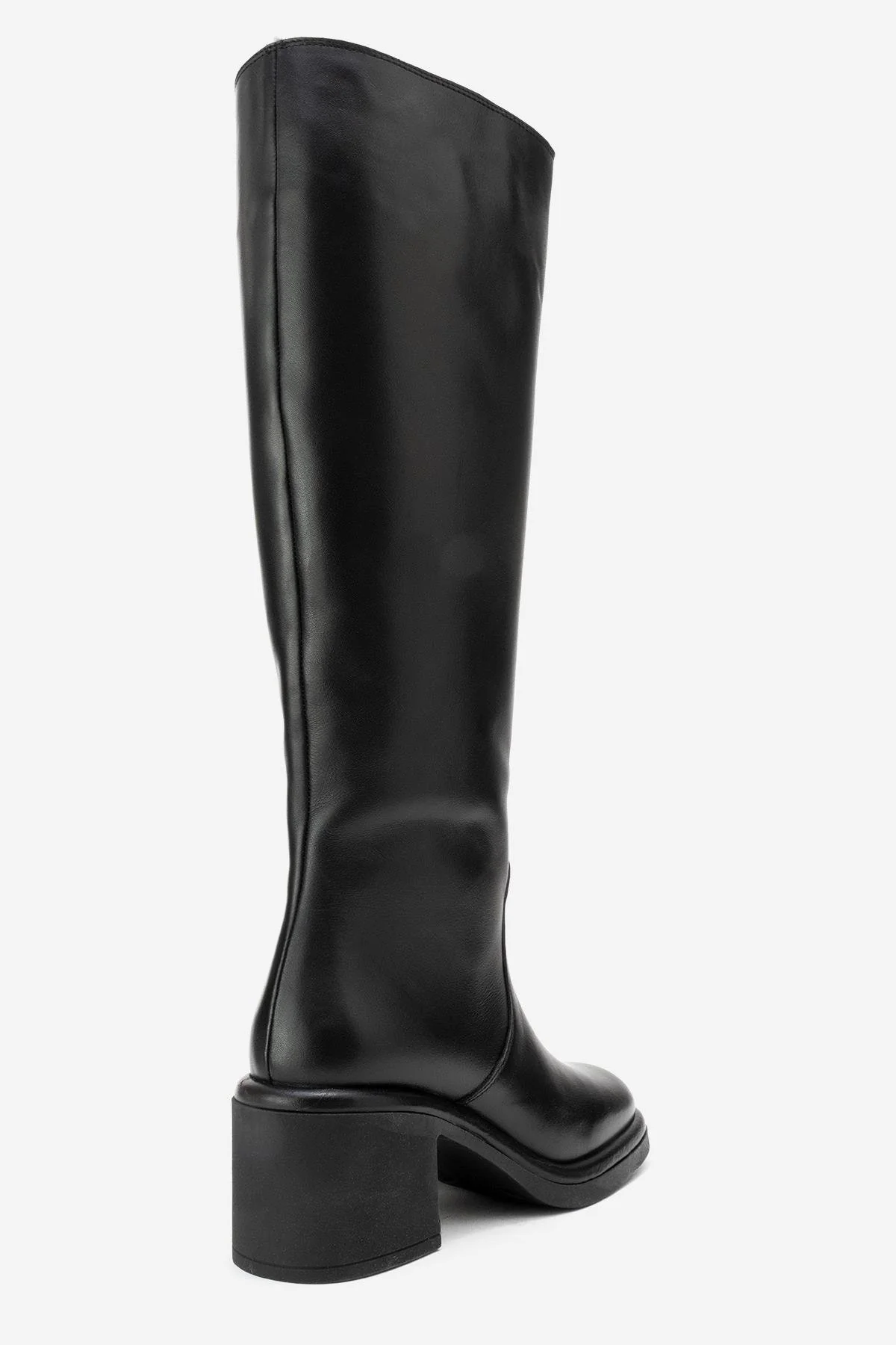 Fros - Black Genuine Leather Block Heel Knee-High Boot (Women) - Image 5