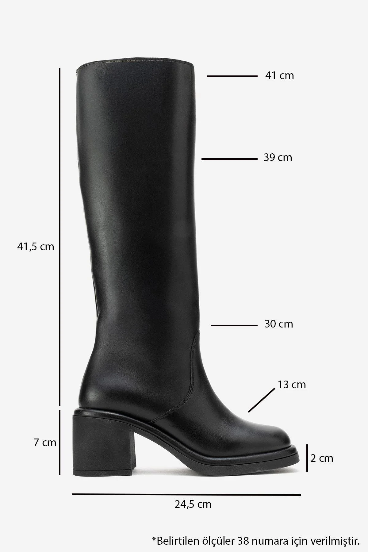 Fros - Black Genuine Leather Block Heel Knee-High Boot (Women) - Image 6